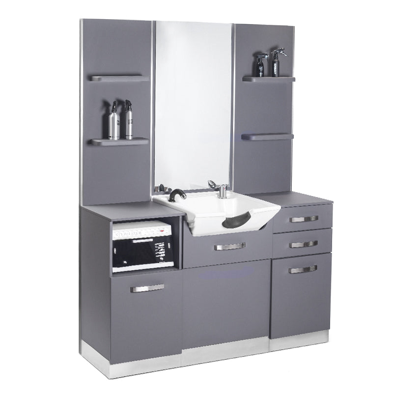 Gabbiano hairdressing console with a wash basin b085 gray