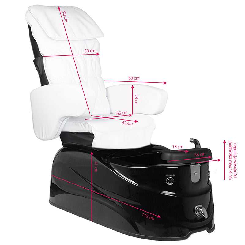 Spa pedicure chair AS-122 black and white with massage function