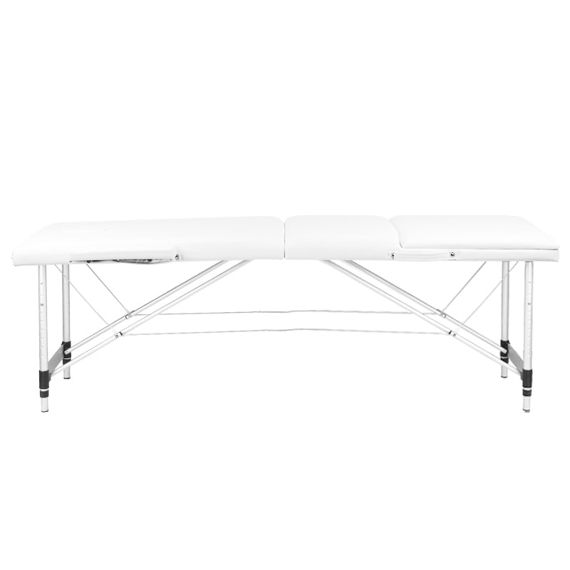 3-section aluminum comfort massage table, white