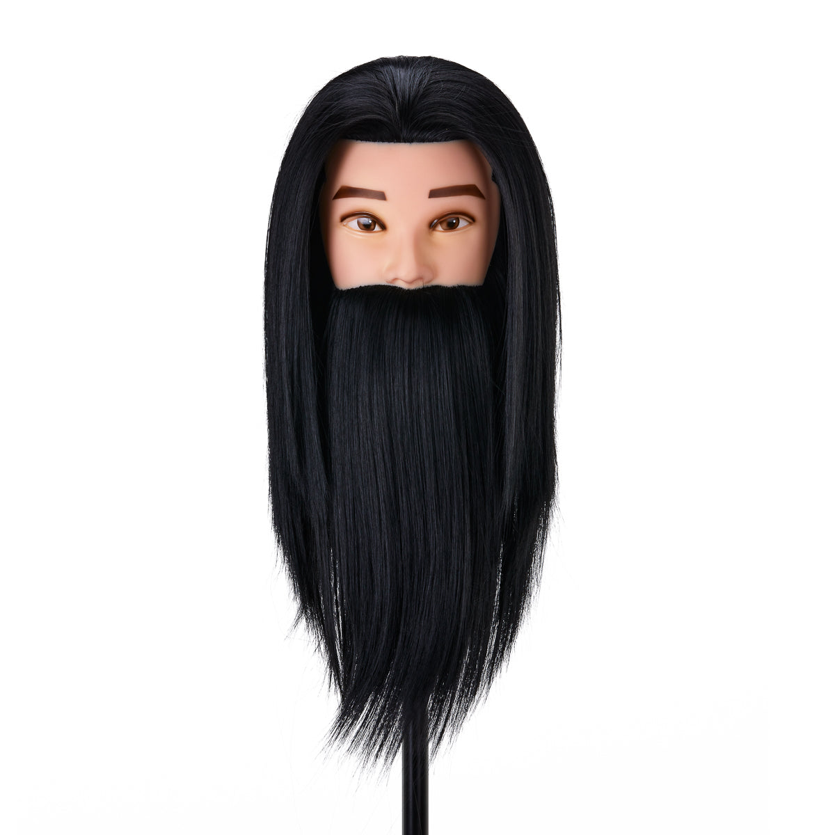 Gabbiano WZ4 training head with beard, synthetic hair, color 1#, length 8"+6"