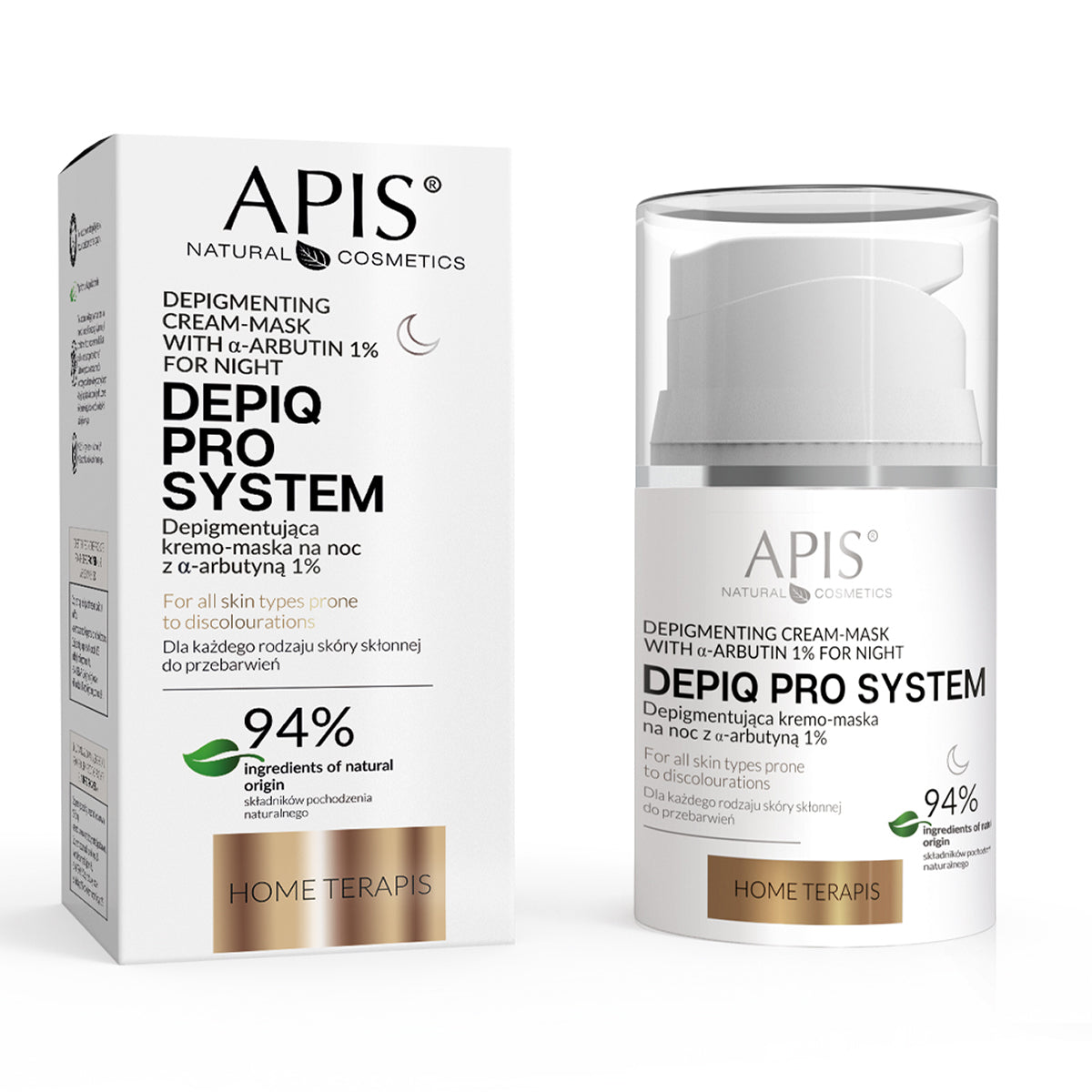 APIS DEPIQ PRO SYSTEM Depigmenting night cream-mask  with α-arbutin 1%, 50 ml