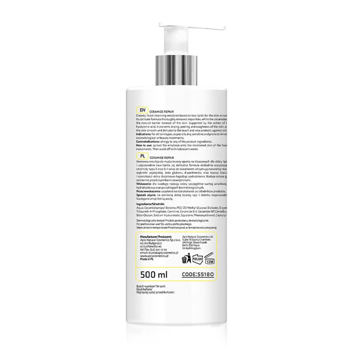 Apis CERAMIDE REPAIR Milde Gesichtswaschemulsion mit Ceramiden und Beta-Glucan 500 ml