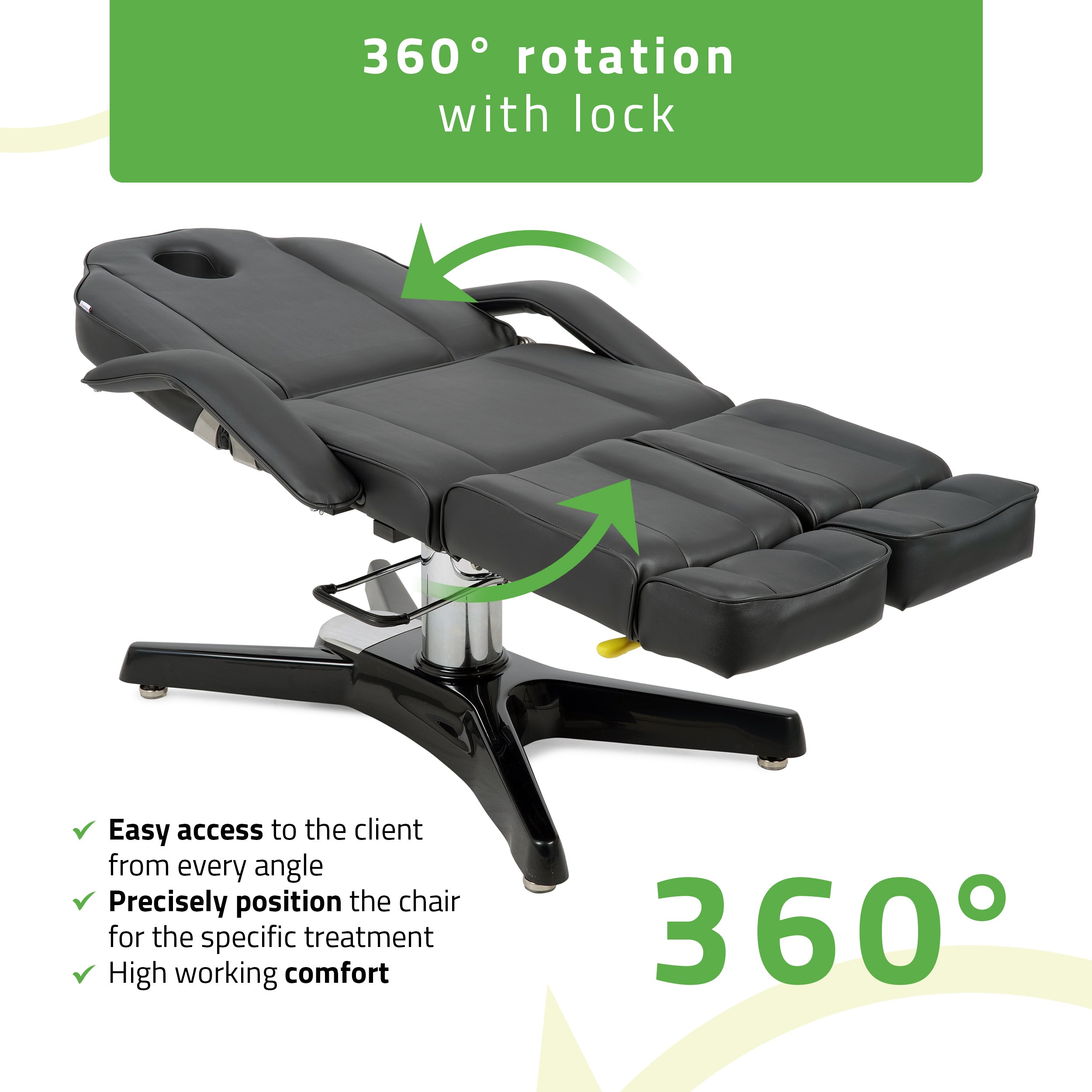 MAX Nero hydraulic beauty chair with pneumatic adjustment