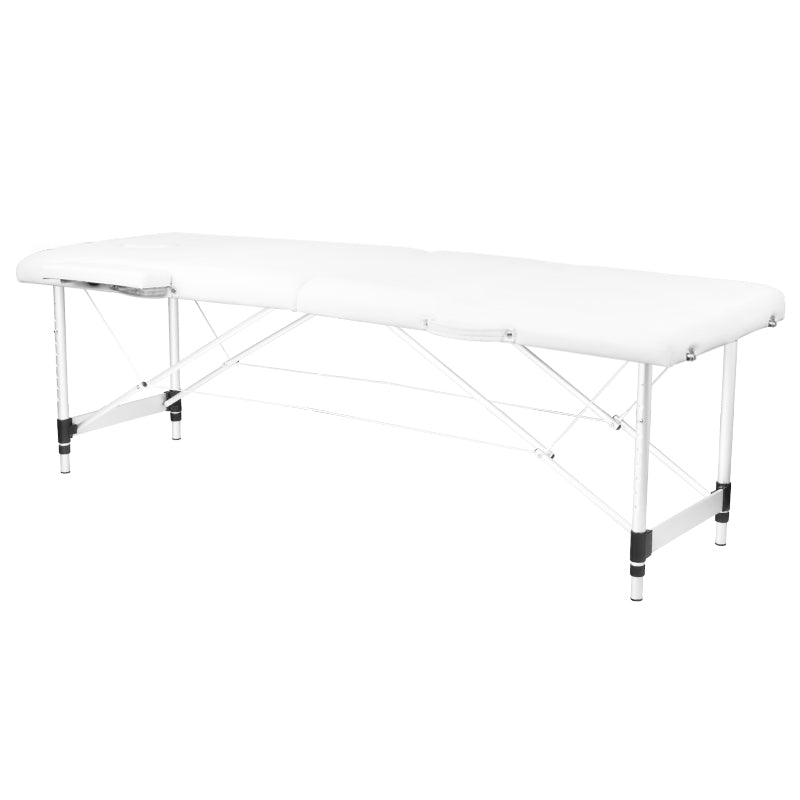 Table de massage pliante en aluminium à 2 sections, confort, blanc