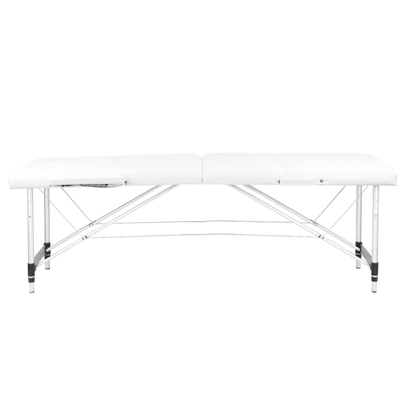 Table de massage pliante en aluminium à 2 sections, confort, blanc