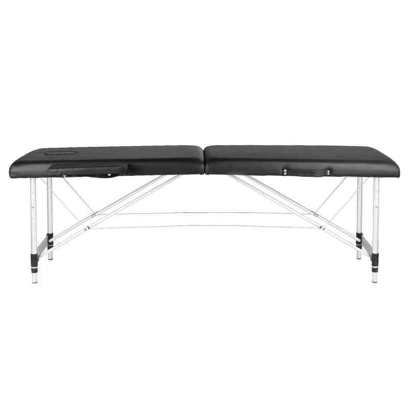 Table de massage pliante, aluminium, confort, 2 segments noirs