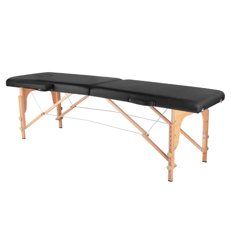 Table de massage pliante, bois confort, 2 sections noires