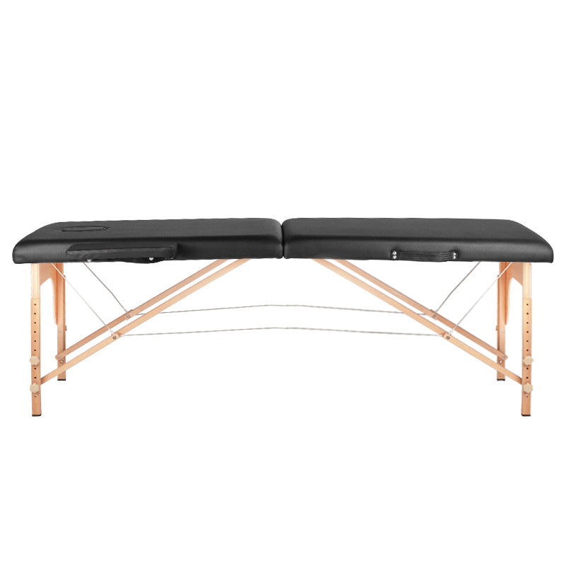 Table de massage pliante, bois confort, 2 sections noires