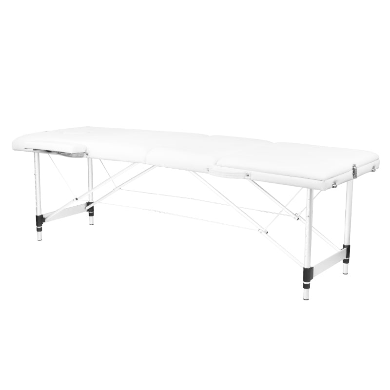 Table de massage confort en aluminium à 3 sections, blanche