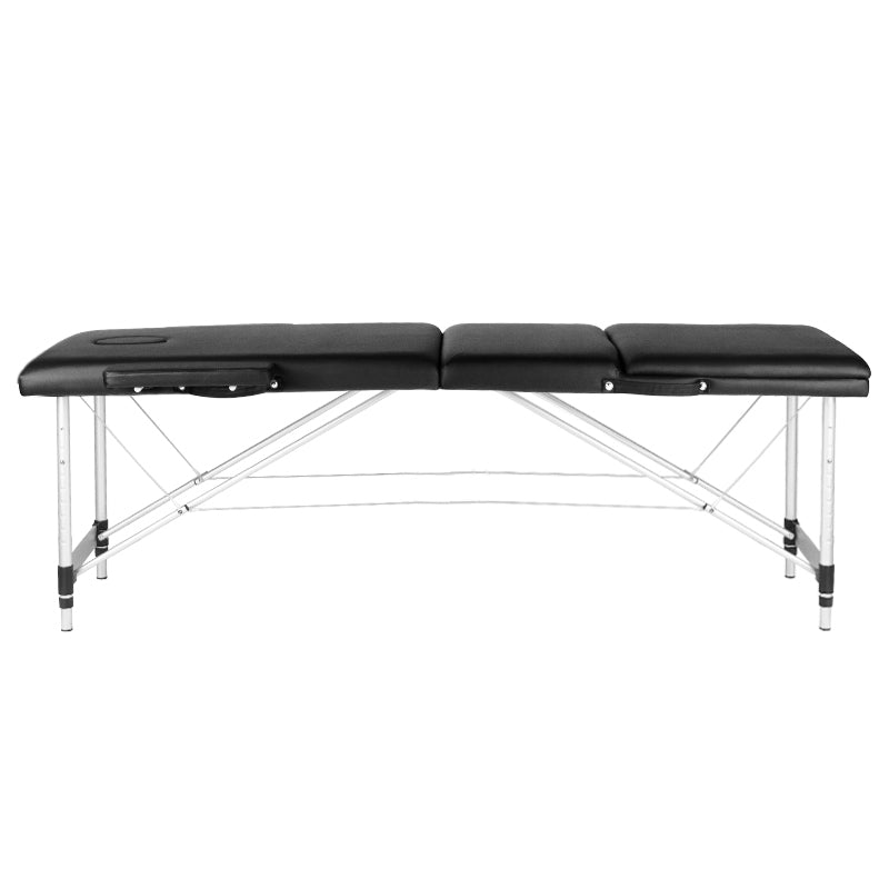 Table de massage confort noire à 3 sections en aluminium