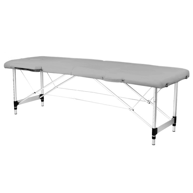 Table de massage pliante, aluminium, 2 sections, gris, confort
