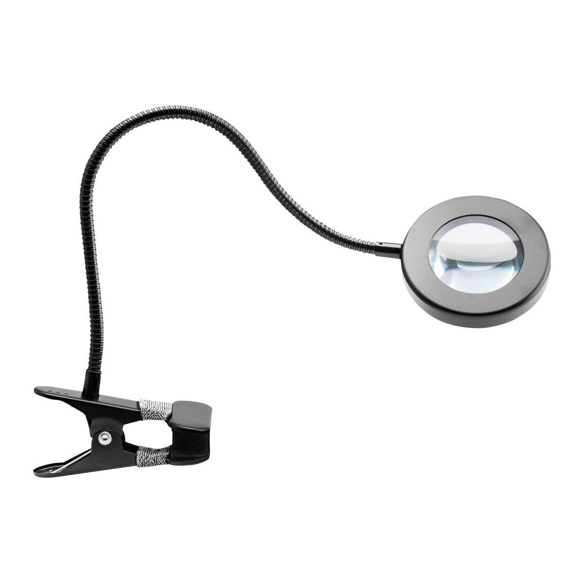 Lampe à LED en forme de serpent sur un bureau noir