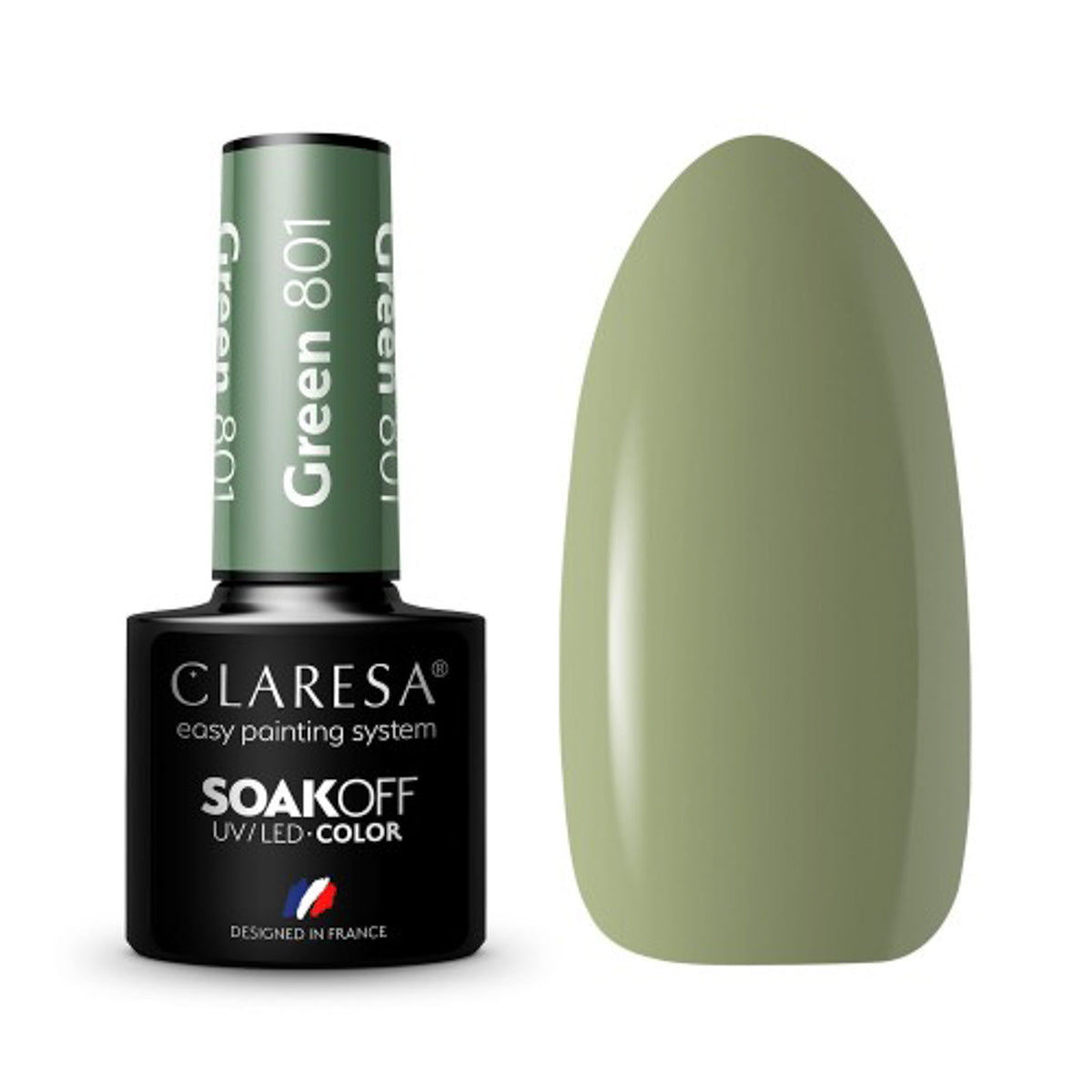 CLARESA Vernis hybride VERT 801 -5g