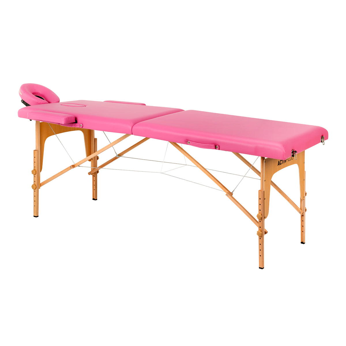 Table de massage pliante en bois Activ Fizjo confort 2 segments rose